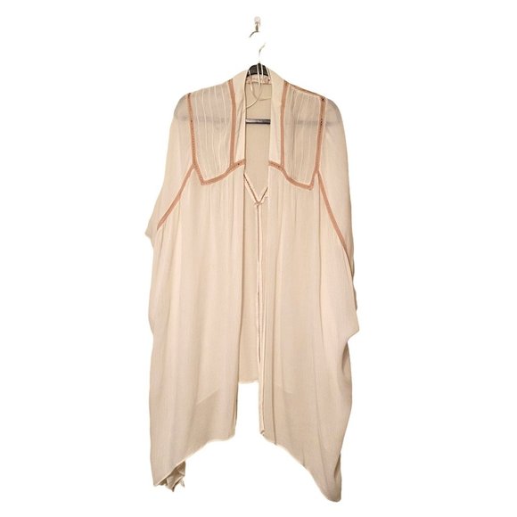 Altar'd State Tops - Altar'd State Womens Duster Cream M/L Crochet Trim Kimono Open Front